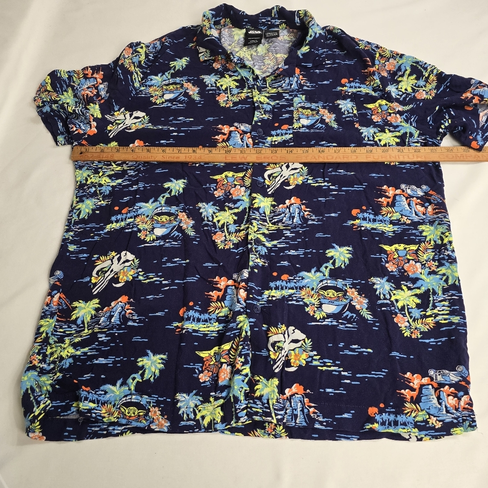 Star Wars Yoda Button Up Hawaiian Style Mens Shirt Size XL - Picture 5 of 5